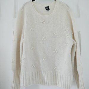 Classy White Gap Sweater with Pom Pom Detail size L